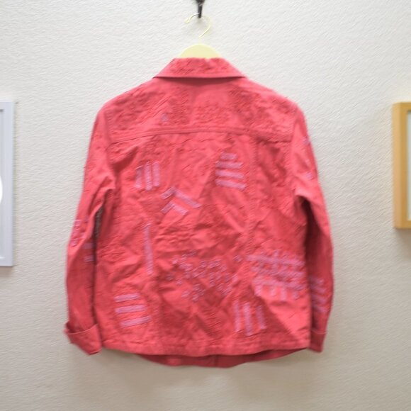 Chico's Statement Hot Pink Geometric Jacket  M - Picture 2 of 4